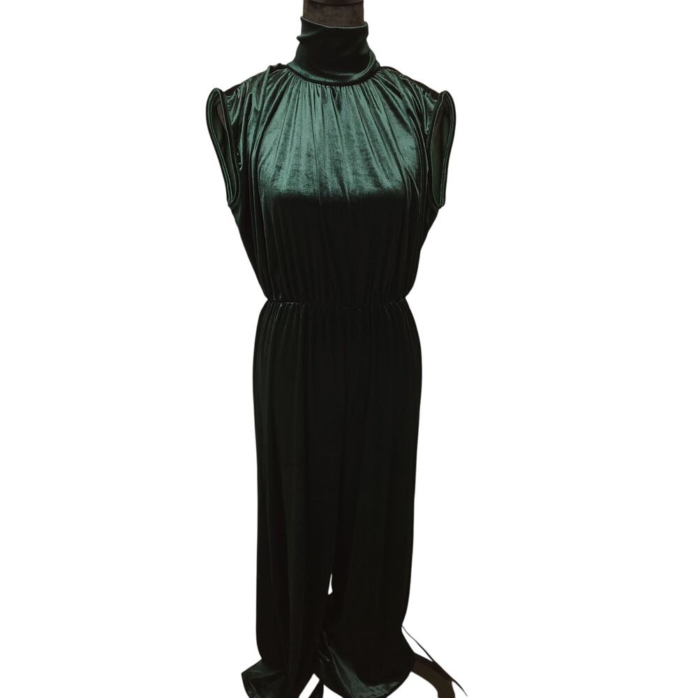 Cider Women's Green Velvet Velour Short Sleeve Romper Sz Medium Whimsigoth Fairy